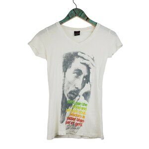BOB MARLEY "Don't Gain The World And Lose Your Soul" White V-Neck T-Shirt Sz S